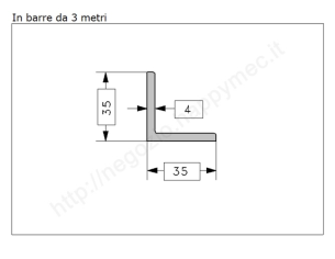 Angolare grezzo 35x4 in barre da 3 metri in ferro