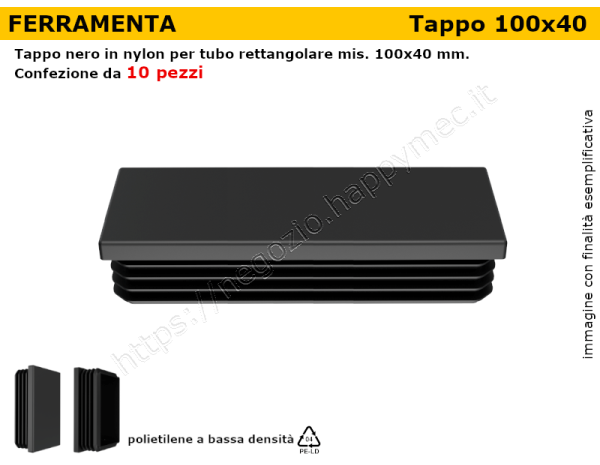 Confezione tappi rettangolari 100x40 mm (conf.da 10pz)