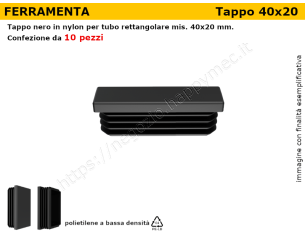 Confezione tappi rettangolari 40x20 mm (conf.da 10pz)