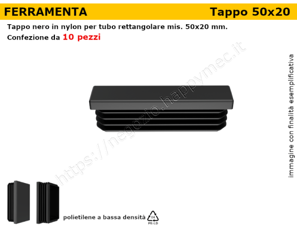 Confezione tappi rettangolari 50x20 mm (conf.da 10pz)