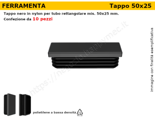 Confezione tappi rettangolari 50x25 mm (conf.da 10pz)