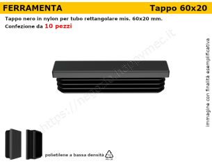 Confezione tappi rettangolari 60x20 mm (conf.da 10pz)