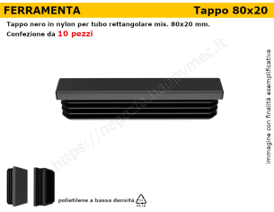 Confezione tappi rettangolari 80x20 mm (conf.da 10pz)