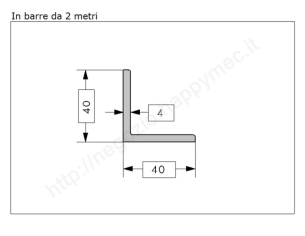 Angolare grezzo 40x4 in barre da 2 metri in ferro