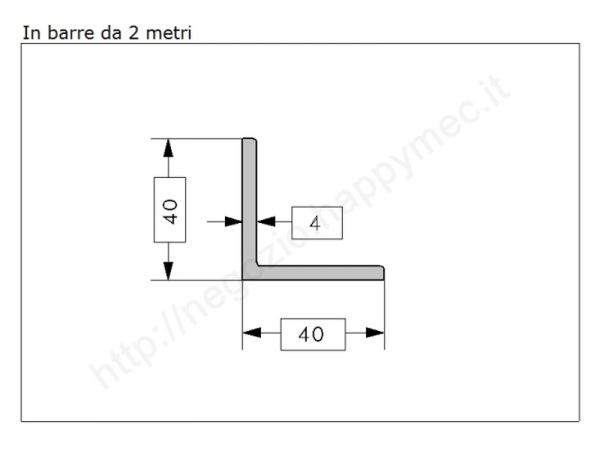 Angolare grezzo 40x4 in barre da 2 metri in ferro