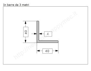 Angolare grezzo 40x4 in barre da 3 metri in ferro
