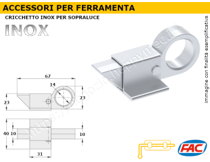Cricchetto inox per sopraluce mm 40X68