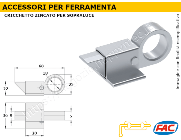 Cricchetto zincato per sopraluce mm 40X68