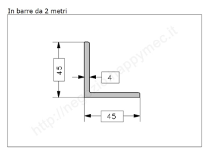 Angolare grezzo 45x4 in barre da 2 metri in ferro
