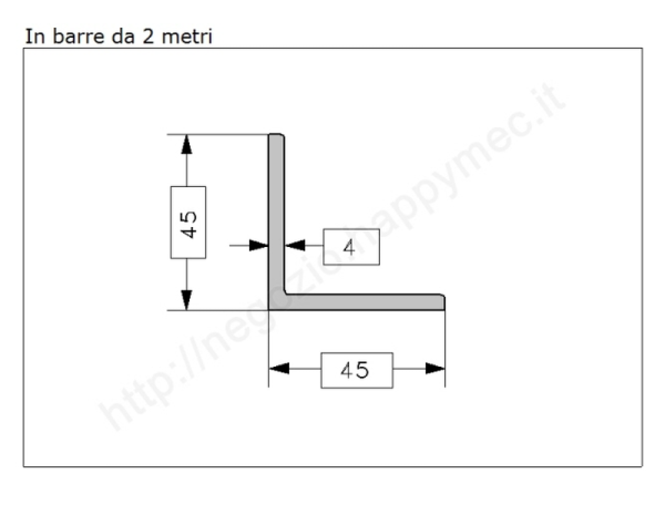 Angolare grezzo 45x4 in barre da 2 metri in ferro
