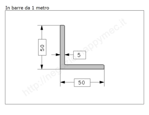 Angolare grezzo 50x5 in barre da 1 metro in ferro