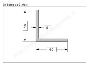 Angolare grezzo 60x5 in barre da 3 metri in ferro