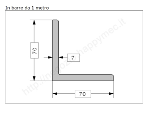 Angolare grezzo 70x7 in barre da 1 metro in ferro