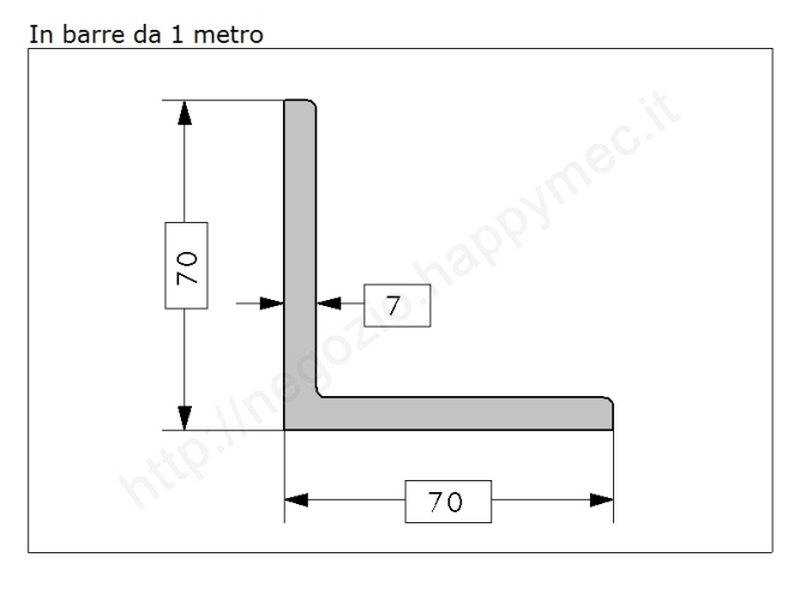 Angolare grezzo 70x7 in barre da 1 metro