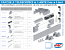 Kit cancello telescopico 2 ante fino a 11 mt con ruote gola tonda