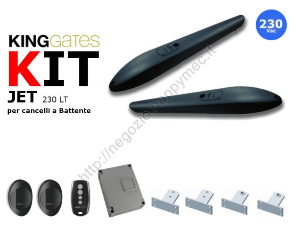 Kit Jet LT nero, automazione 230V per cancelli 2 ante fino 600kg