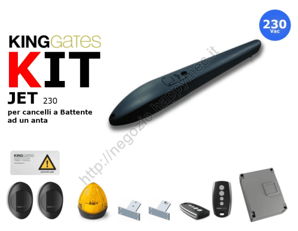 Kit Jet nero, automazione 230V per cancelli 1 anta fino 600kg