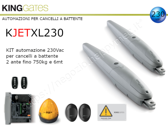 Kit JetXL 230Vac per cancelli a battente fino 6 mt 750kg