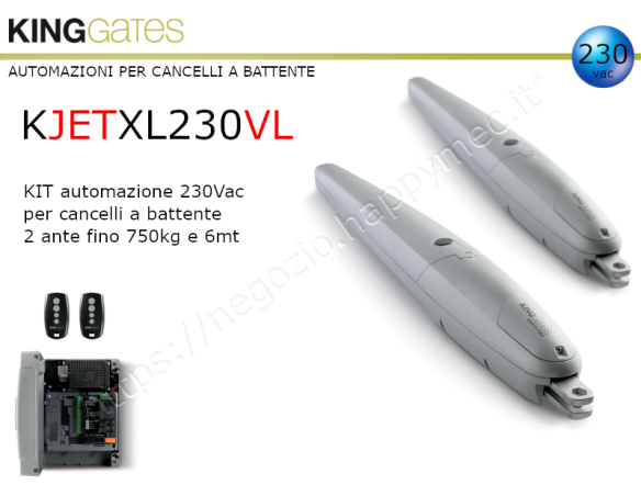Kit JetXL 230Vac Very Lite per cancelli a battente fino 6 mt