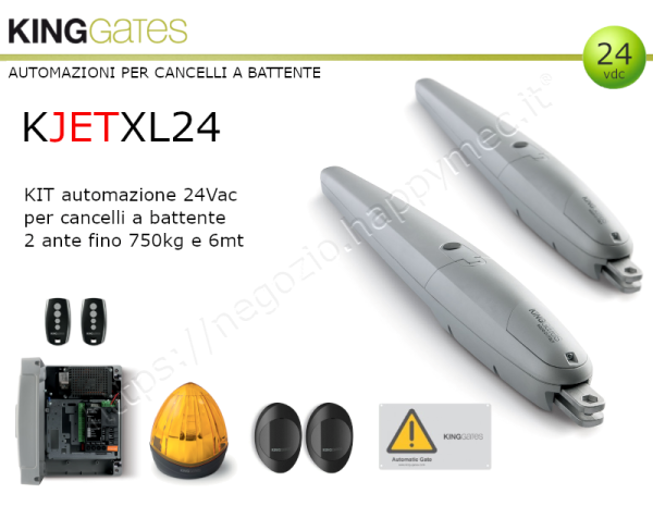 Kit JetXL 24Vdc per cancelli a battente fino 6 mt e 750kg