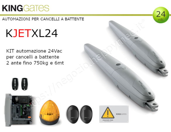Kit JetXL 24Vdc per cancelli a battente fino 6 mt e 750kg