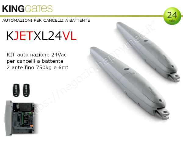 Kit JetXL 24Vdc Very Lite per cancelli a battente fino 6 mt