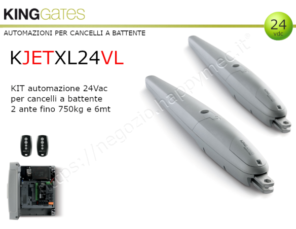 Kit JetXL 24Vdc Very Lite per cancelli a battente fino 6 mt
