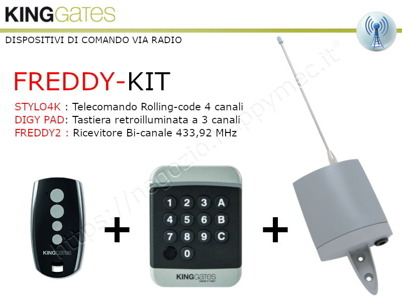 Kit ricevitore radio con tastiera digitale e telecomando 433.92 MHz  accessori per automazioni e automatismi per cancelli e garag