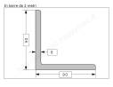 Angolare grezzo 90x8 in barre da 2 metri in ferro