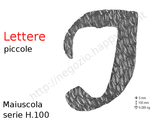 Lettera Maiuscola "I" stile saltino misura 100 in ferro battuto