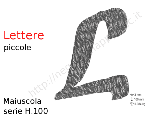 Lettera Maiuscola "L" stile saltino misura 100 in ferro battuto