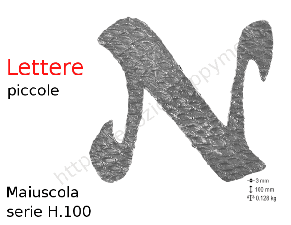 Lettera Maiuscola "N" stile saltino misura 100 in ferro battuto