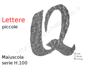 Lettera Maiuscola "Q" stile saltino misura 100 in ferro battuto