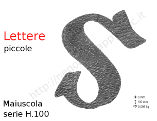 Lettera Maiuscola "S" stile saltino misura 100 in ferro battuto