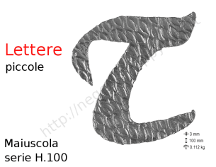 Lettera Maiuscola "T" stile saltino misura 100 in ferro battuto