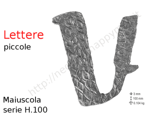 Lettera Maiuscola "V" stile saltino misura 100 in ferro battuto