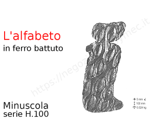 Lettera minuscola "i" stile saltino misura 100 in ferro battuto