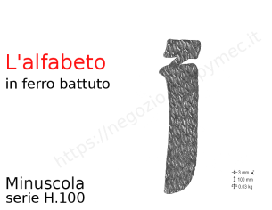 Lettera minuscola "j" stile saltino misura 100 in ferro battuto