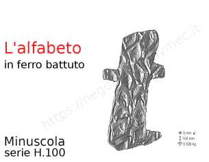 Lettera minuscola "t" stile saltino misura 100 in ferro battuto