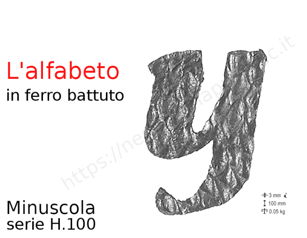 Lettera minuscola "y" stile saltino misura 100 in ferro battuto
