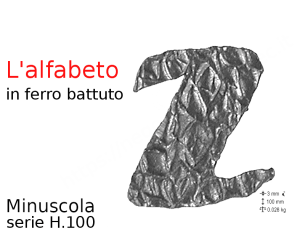 Lettera minuscola "z" stile saltino misura100 in ferro battuto