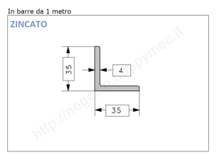 Angolare zincato 35x4 in barre da 1 metro in ferro