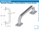 Maniglia tubolare flangiata diametro 20mm a 2 curve zincata