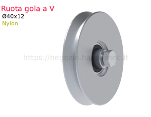 Mini-ruota nylon d. 40x12 gola "V" con cuscinetto - accessori fac