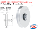 Mini-ruota nylon diametro 50x12 gola d.8 accessori per cancello