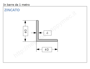 Angolare zincato 40x4 in barre da 1 metro in ferro