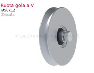 Mini-ruota zincata d. 50x12 gola "V" con cuscinetto - accessori