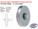 Mini-ruota zincata diametro 50x12 gola d.8 - accessori fac