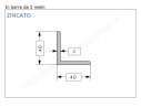 Angolare zincato 40x4 in barre da 3 metri in ferro