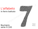 Numero "7" stile saltino misura 100 in ferro battuto in ferro